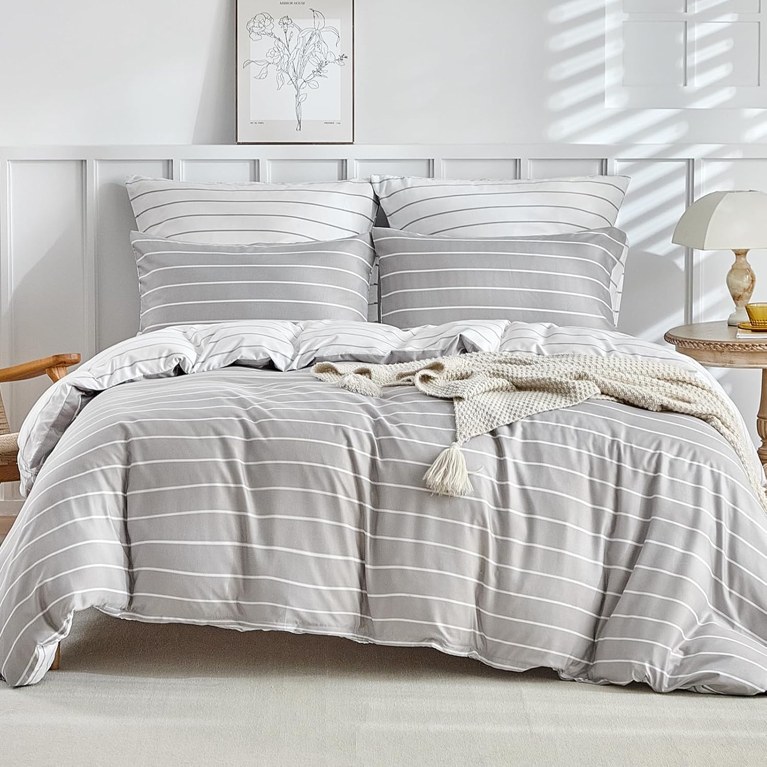 Lekesky Double Duvet Cover Set - Microfibre Revers...