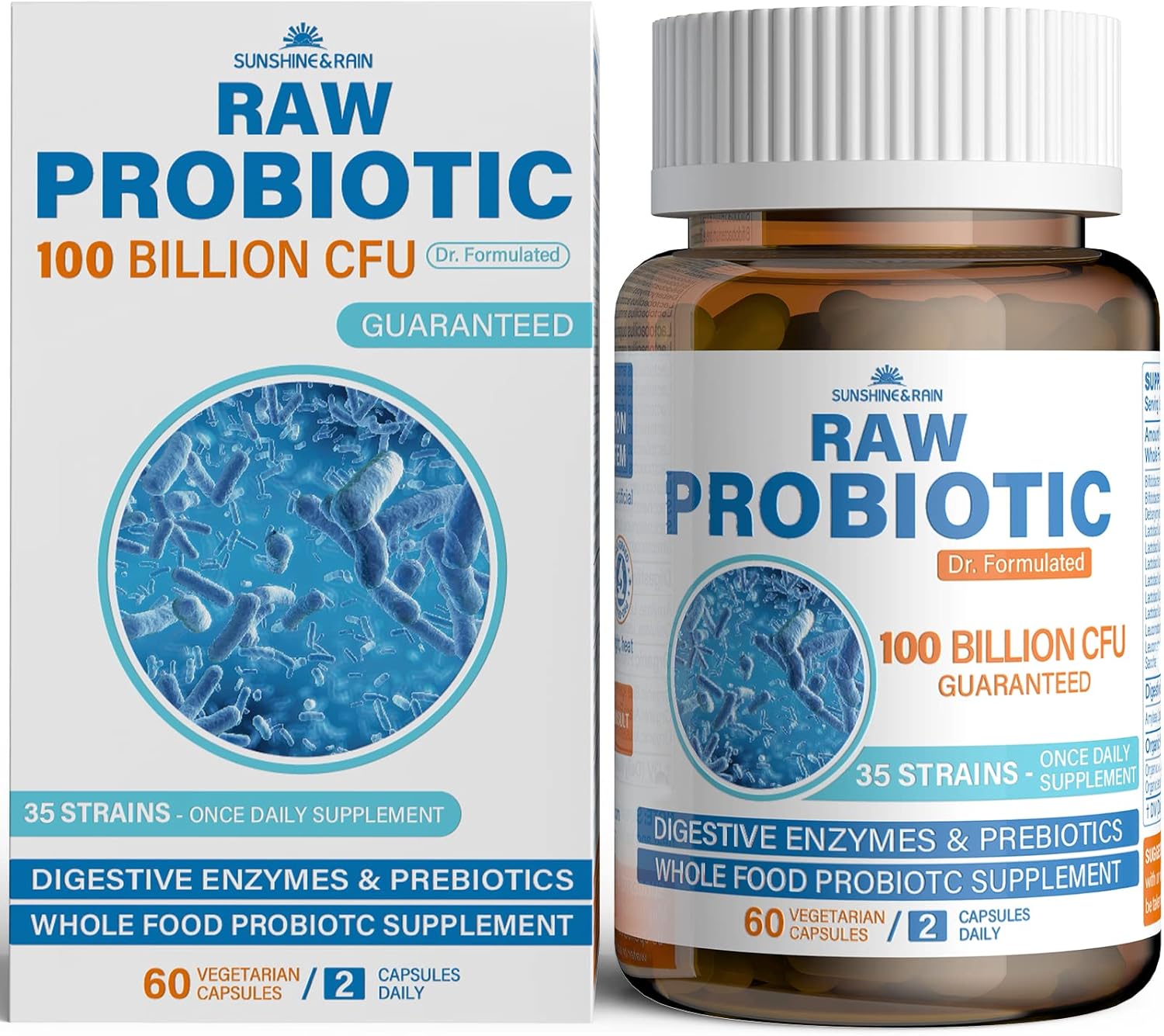 Raw Probiotics for Women & Men - 100 Billion CFU, 35 Strains, Organic Prebiotics...