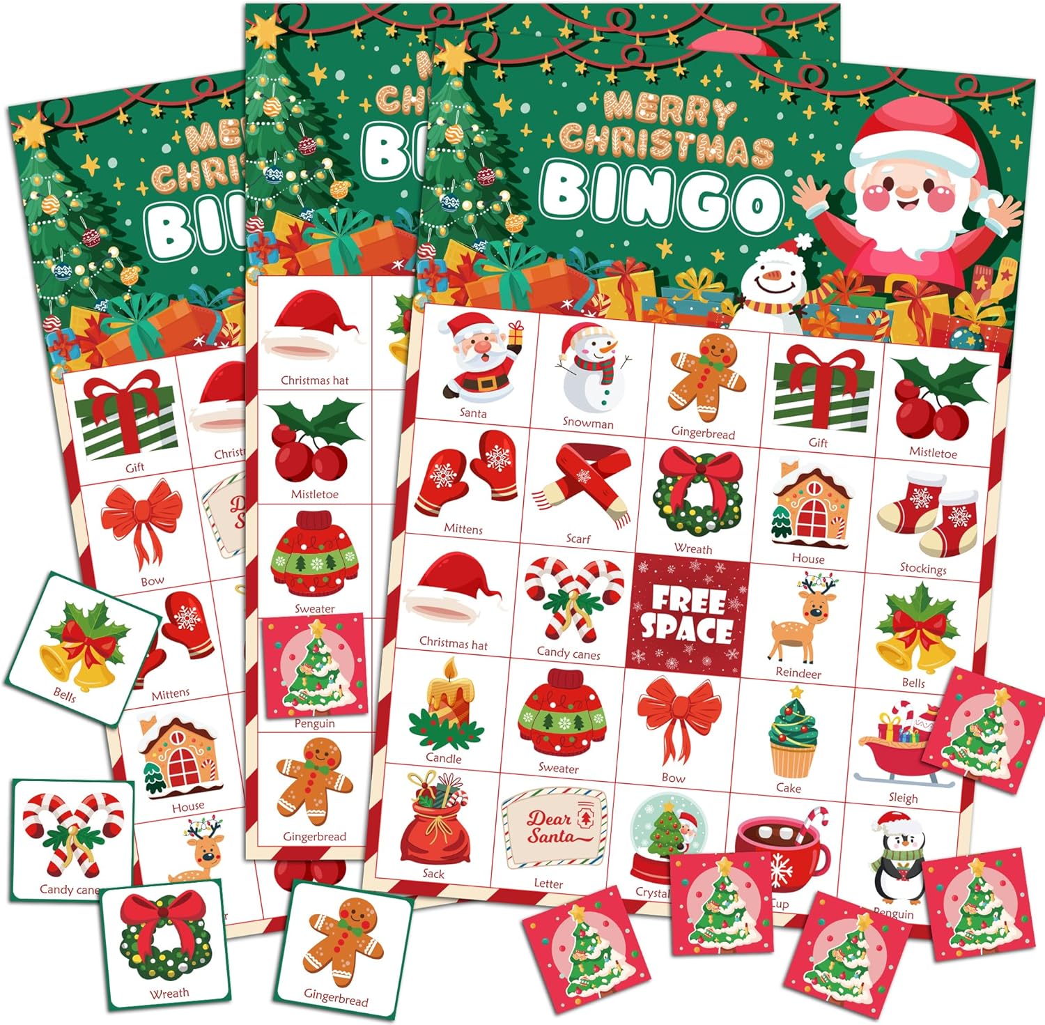OHOME Christmas Games | Christmas Bingo for Kids - 24 Players Christmas Crafts P...