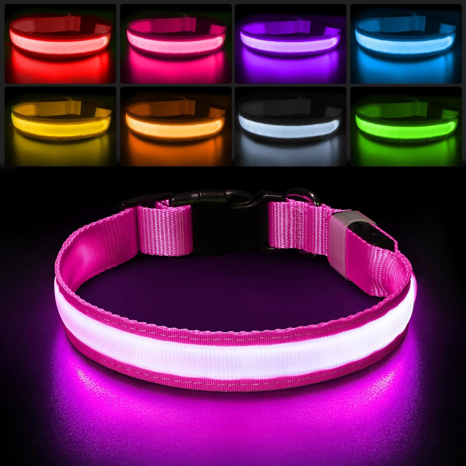 PcEoTllar Light Up Dog Collar, Special Rechargeable Lighted Dog Collar for Night...