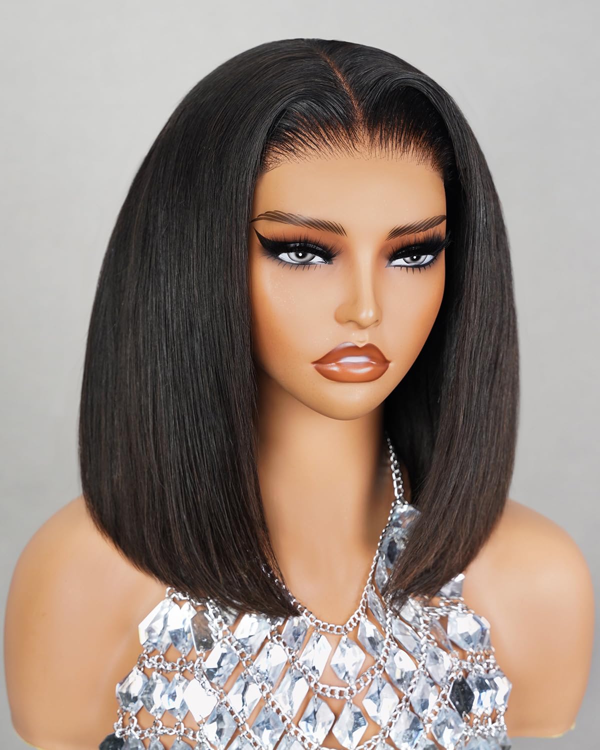 MEGALOOK 12A Bob Wig Human Hair Wear and Go Glueless Wig Pre Cut Lace 6x5 HD Clo...