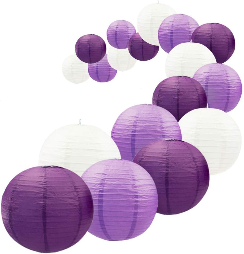 UNIQOOO Royal Purple Paper Lantern Set, Special Party Decoration for Weddings, I...