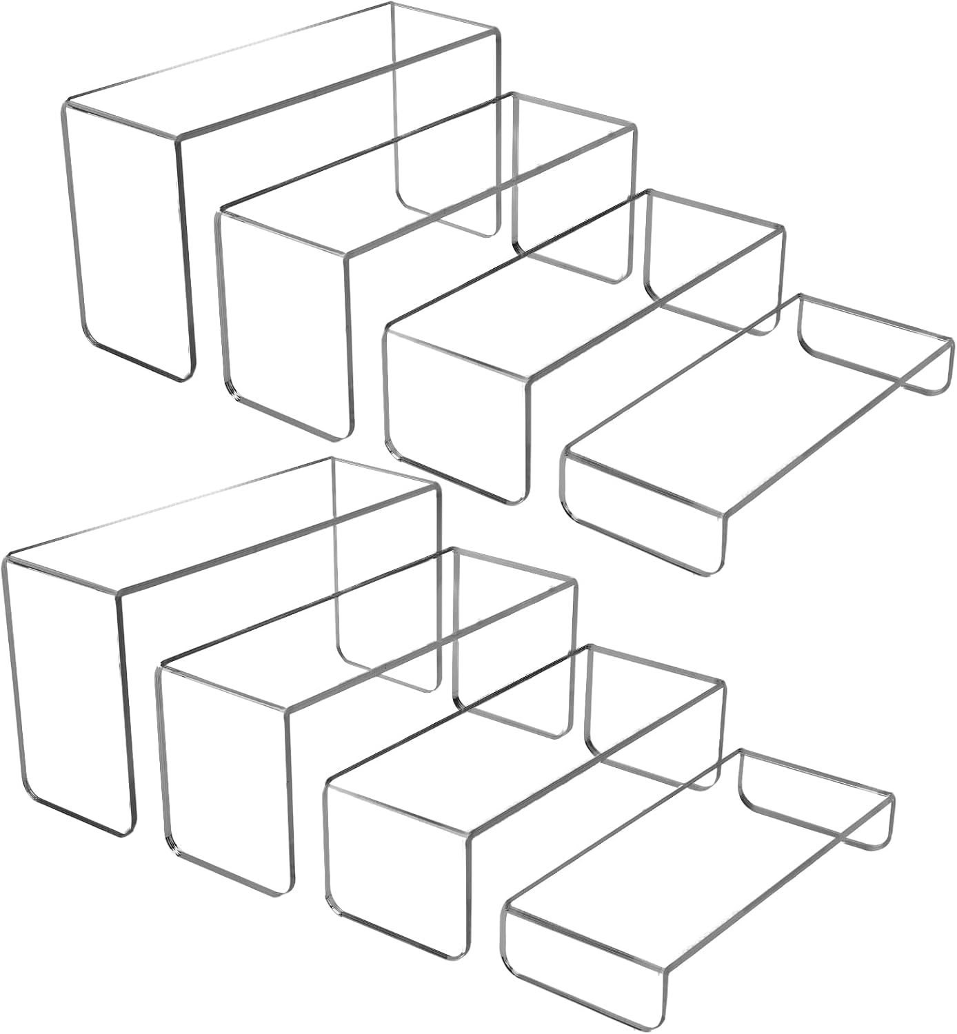 MerryNine 8 PCS Acrylic Risers for Display, 4-Tier Clear Display Stand Risers, m...