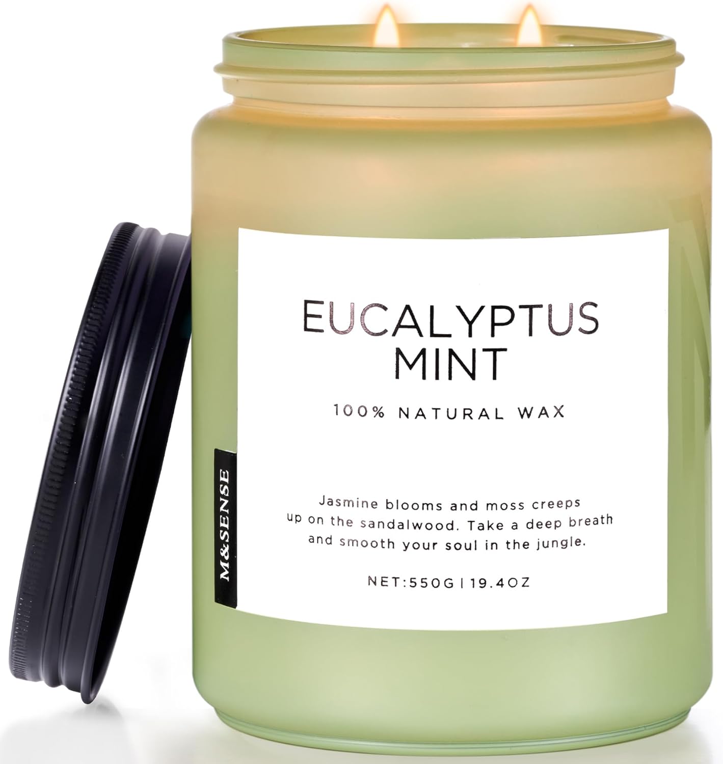 M&SENSE Eucalyptus & Mint Candles for Home Scented, 19.4oz 110 Hours Burn Soy Ar...