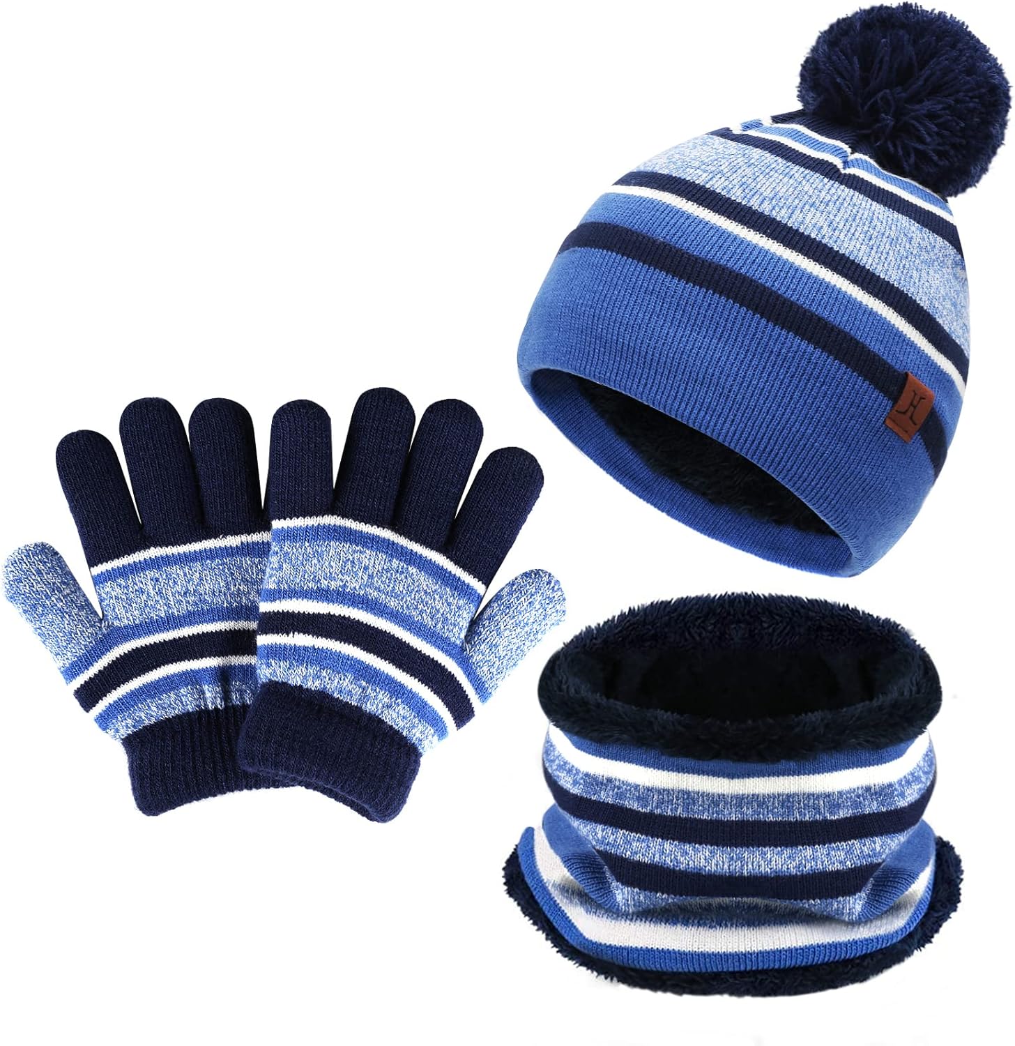 Kids Toddlers Winter Knit Warm Beanie Hat Scarf Gloves Set for Boys Girls Age 2-...