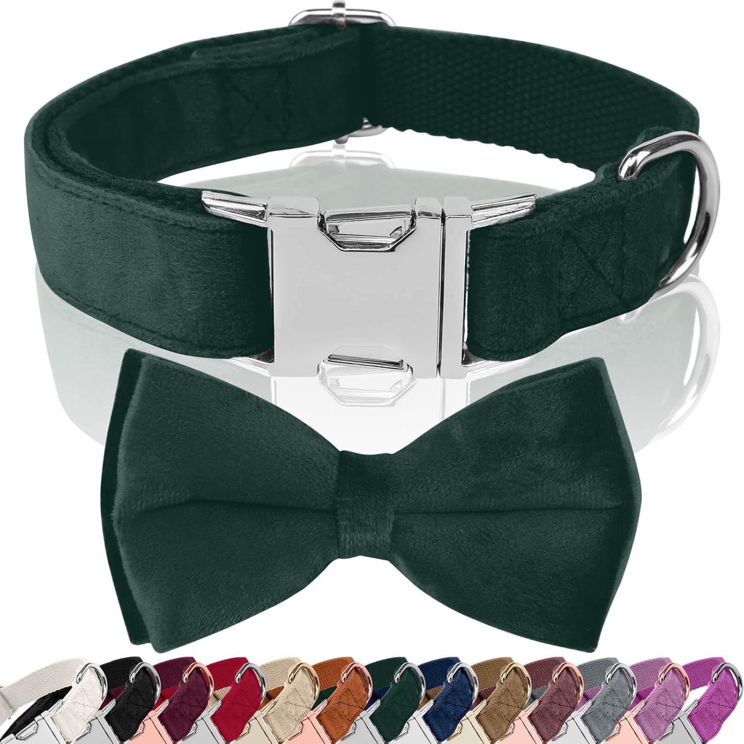Asvin Dog Collar Velvet, With Bow Soft and Comfortable, Adjustable Dog Bow Tie,...