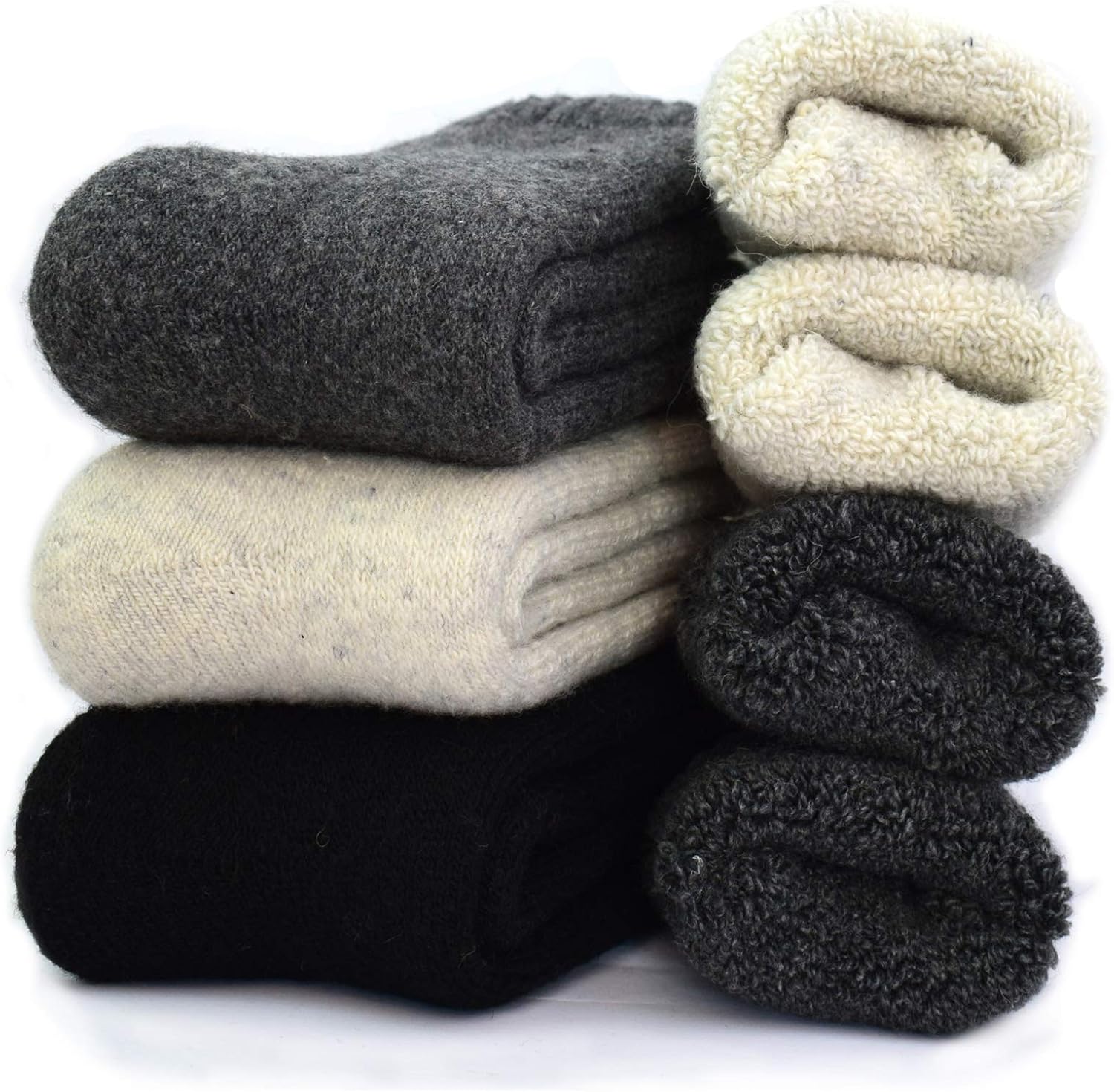 YZKKE 3Pack Mens Super Thick Wool Warm Socks - Soft Comfort Casual Crew Winter S...