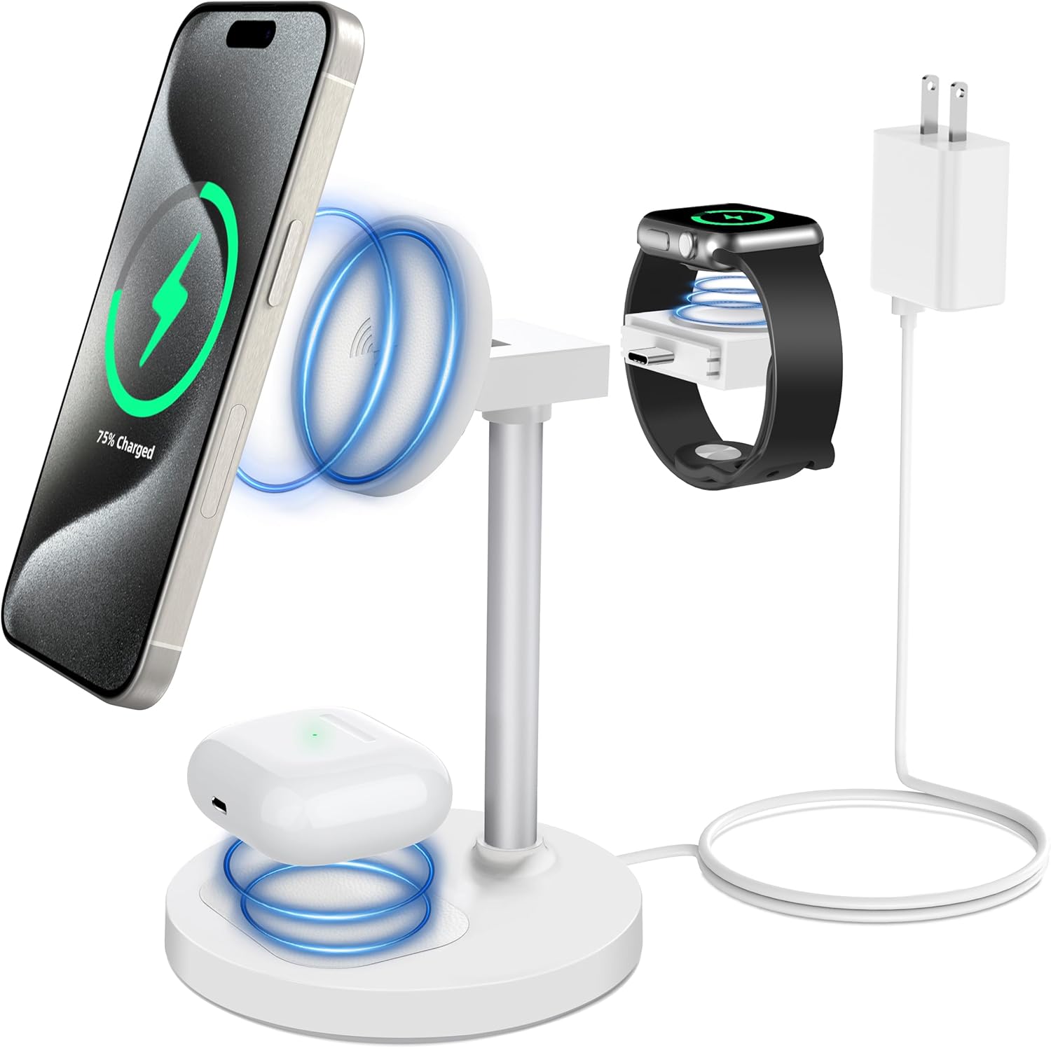 Premium Magnetic 3-in-1 Wireless Charging Station for Apple Devices, Special Mag...