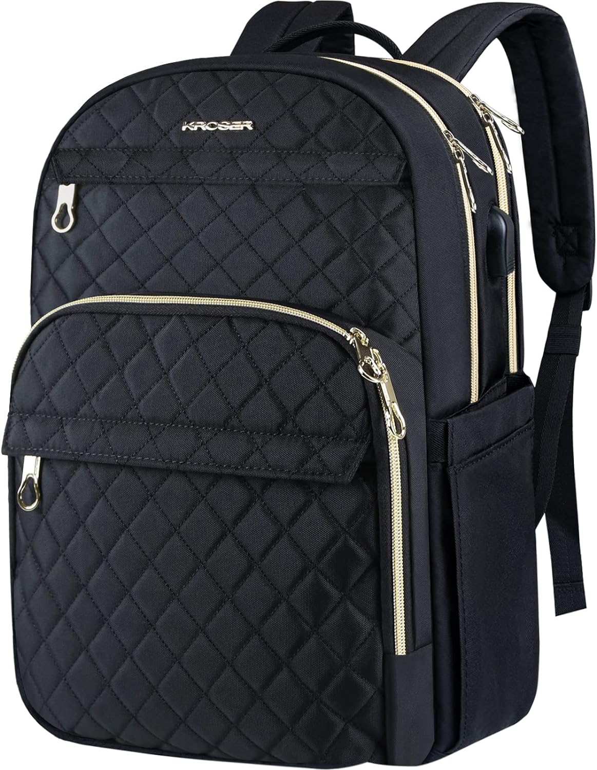 KROSER Laptop Backpack 15.6 Inch Stylish Daypack with USB Charging Port, Water-r...