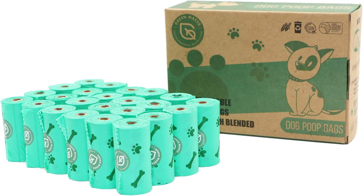 Green Maker Biodegradable 30% Thicker Dog Poop Bags 360 Dog Waste Bags Extra Thi...