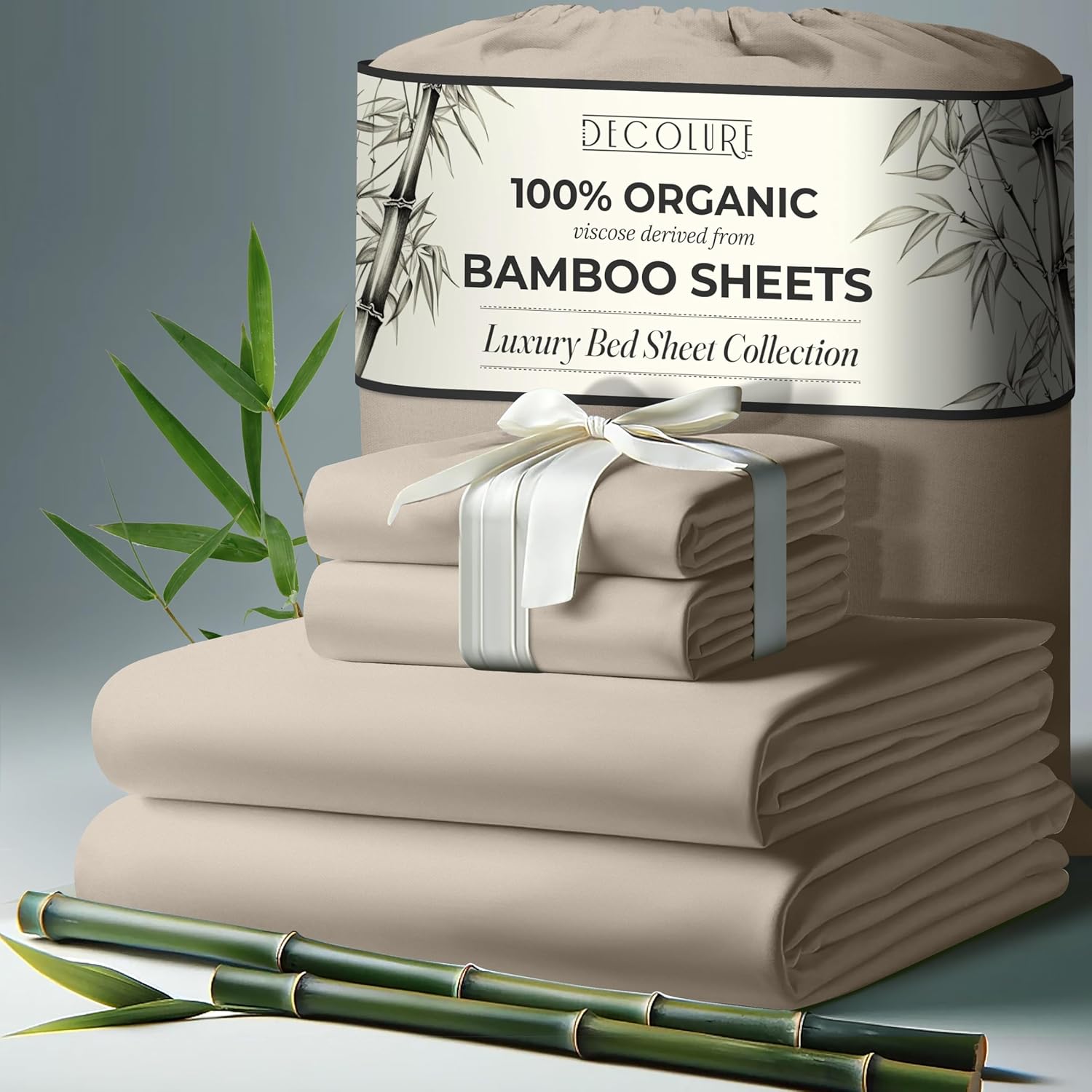 DECOLURE Bamboo Sheets, Special Organic Viscose Derived Bedding, Ultra Soft King...