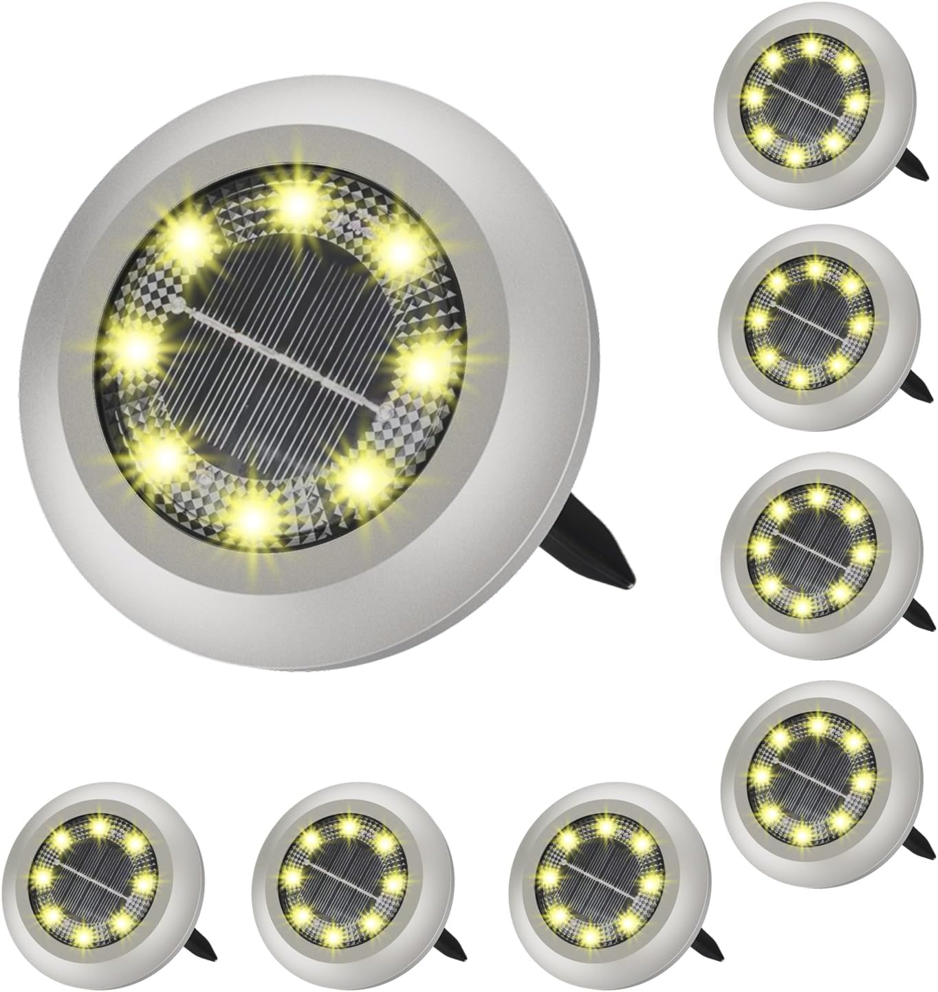 AMUFER 8 Pack Solar Ground Lights, 2024 Upgraded Solar Lights Outdoor Garden, Di...