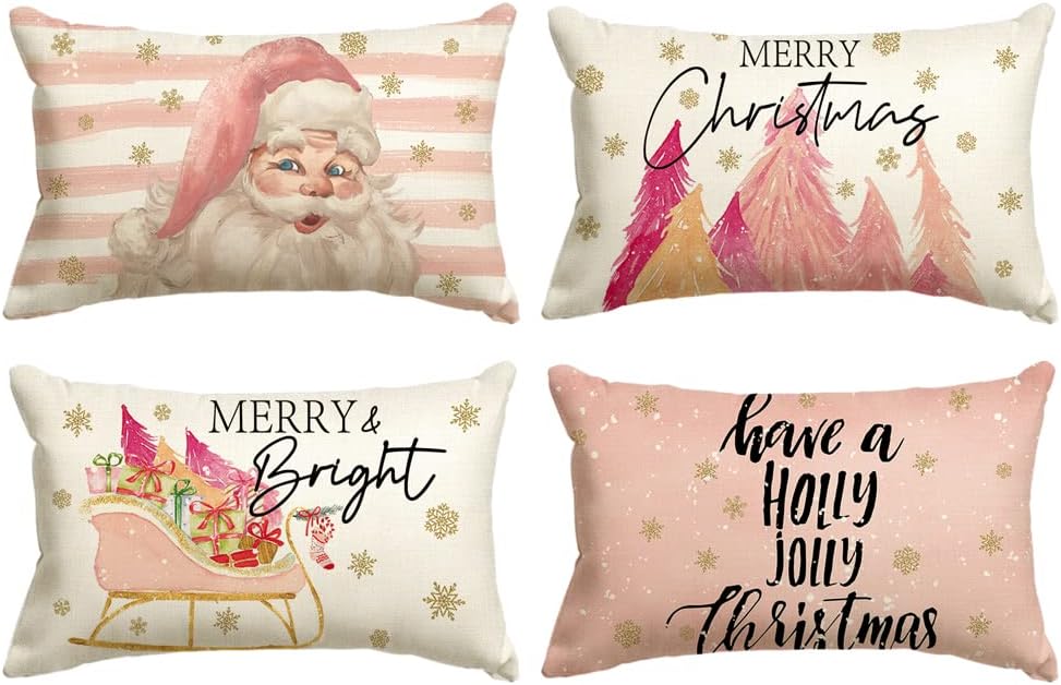 Special AVOIN colorlife Pink Christmas Stripes Santa Christmas Tree Sleigh Stock...