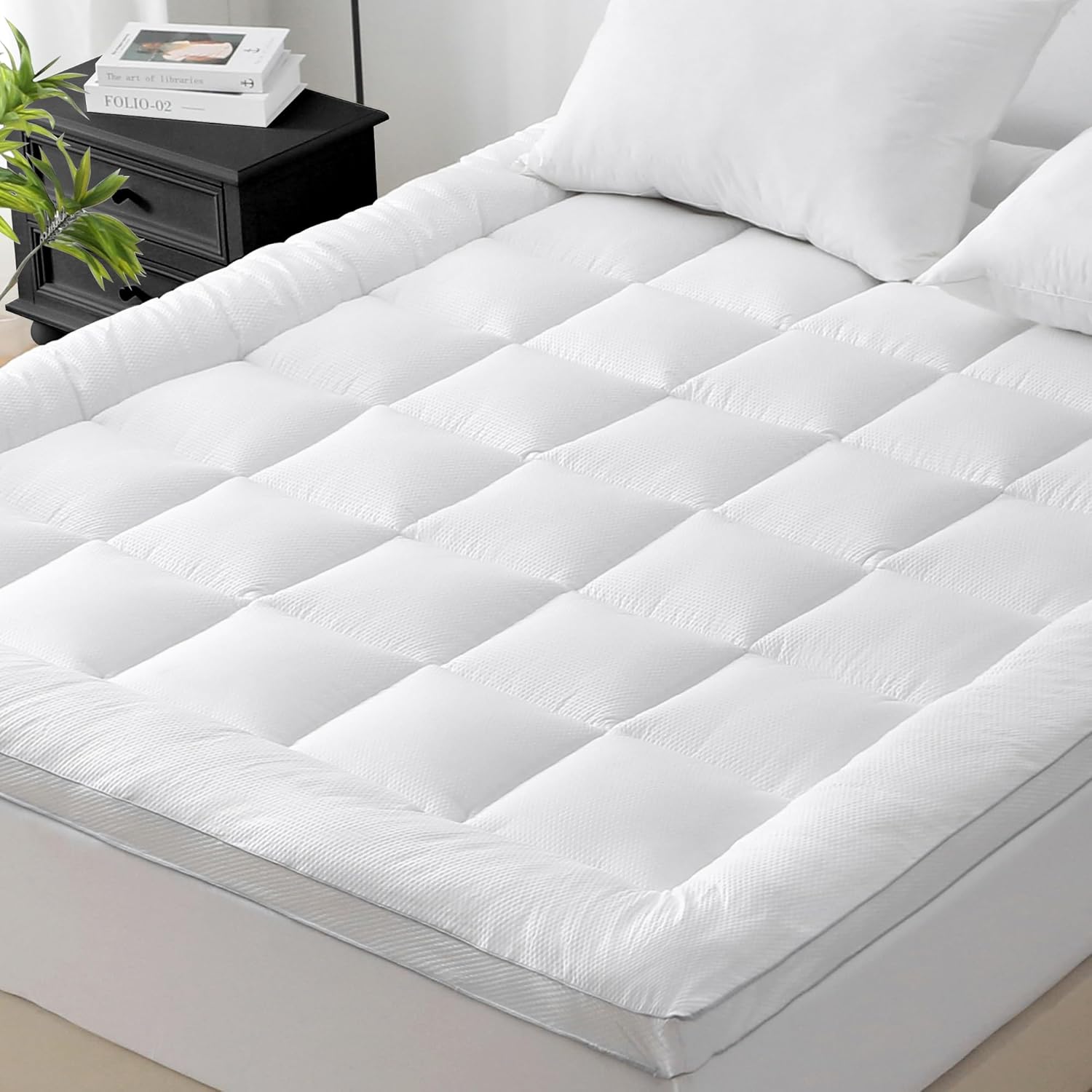 UNILIBRA Queen Mattress Topper for Back Pain, Pillow Top Mattress Pad Queen Size...
