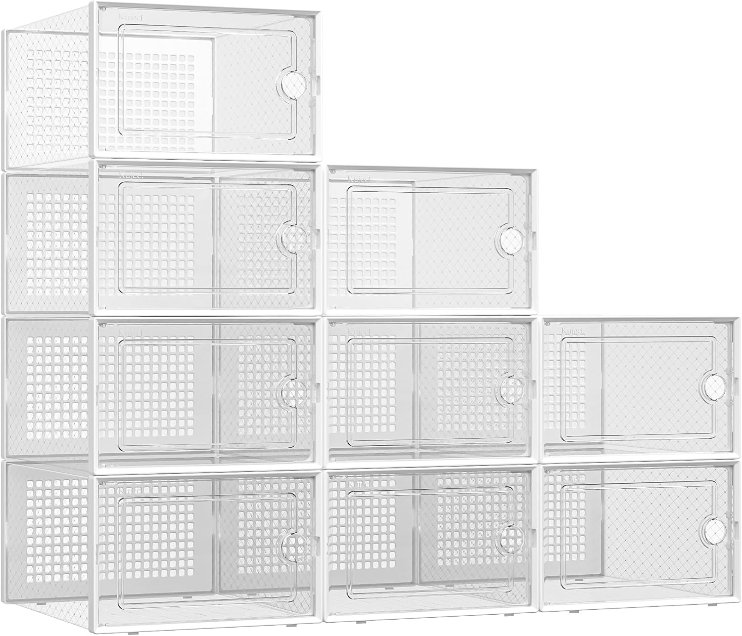 Kuject X-Large Shoe Storage Boxes Organizers Clear Plastic Stackable 9 Pack, Sho...