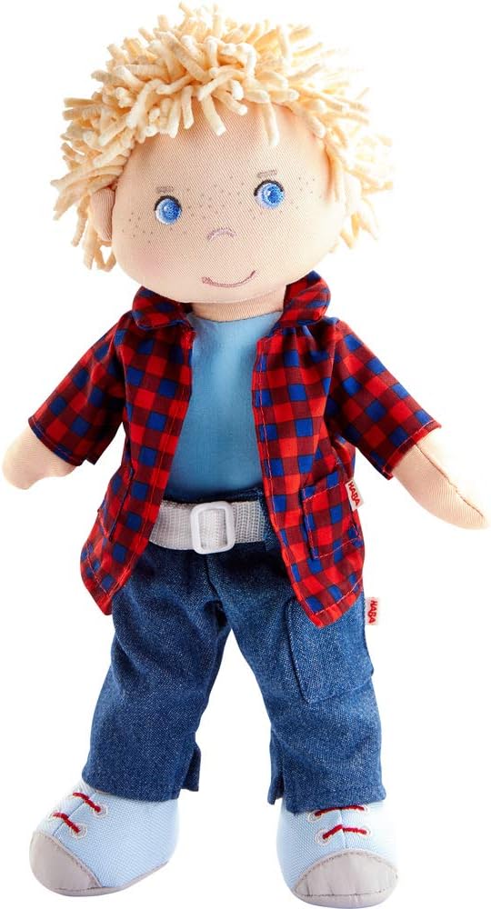 HABA Nick 12" Soft Doll, Special Baby Boy Doll with Blonde Hair and Blue Eyes, M...