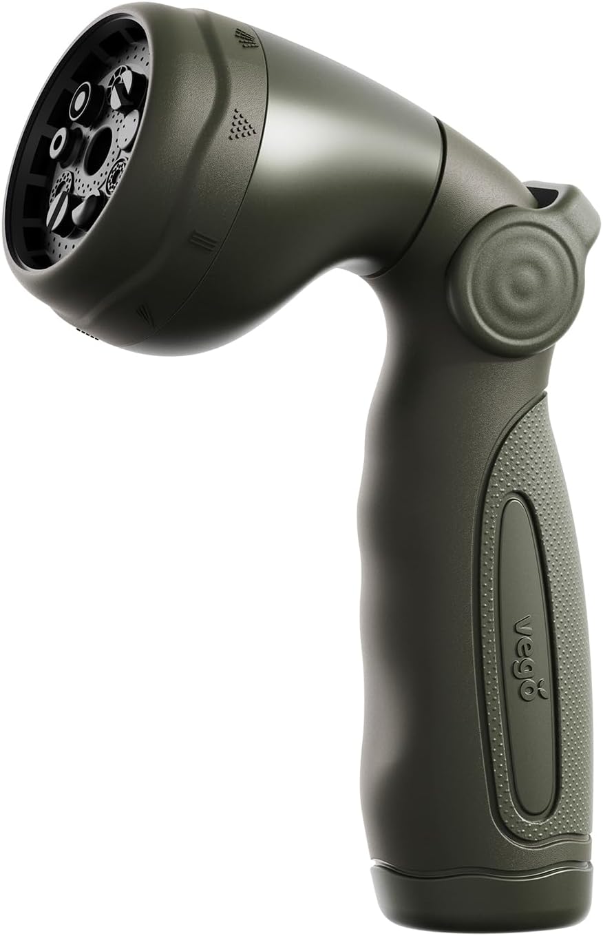 Garden Hose Nozzle - 9 Spray Patterns, Metal, Thumb Control, On/Off Valve, High...