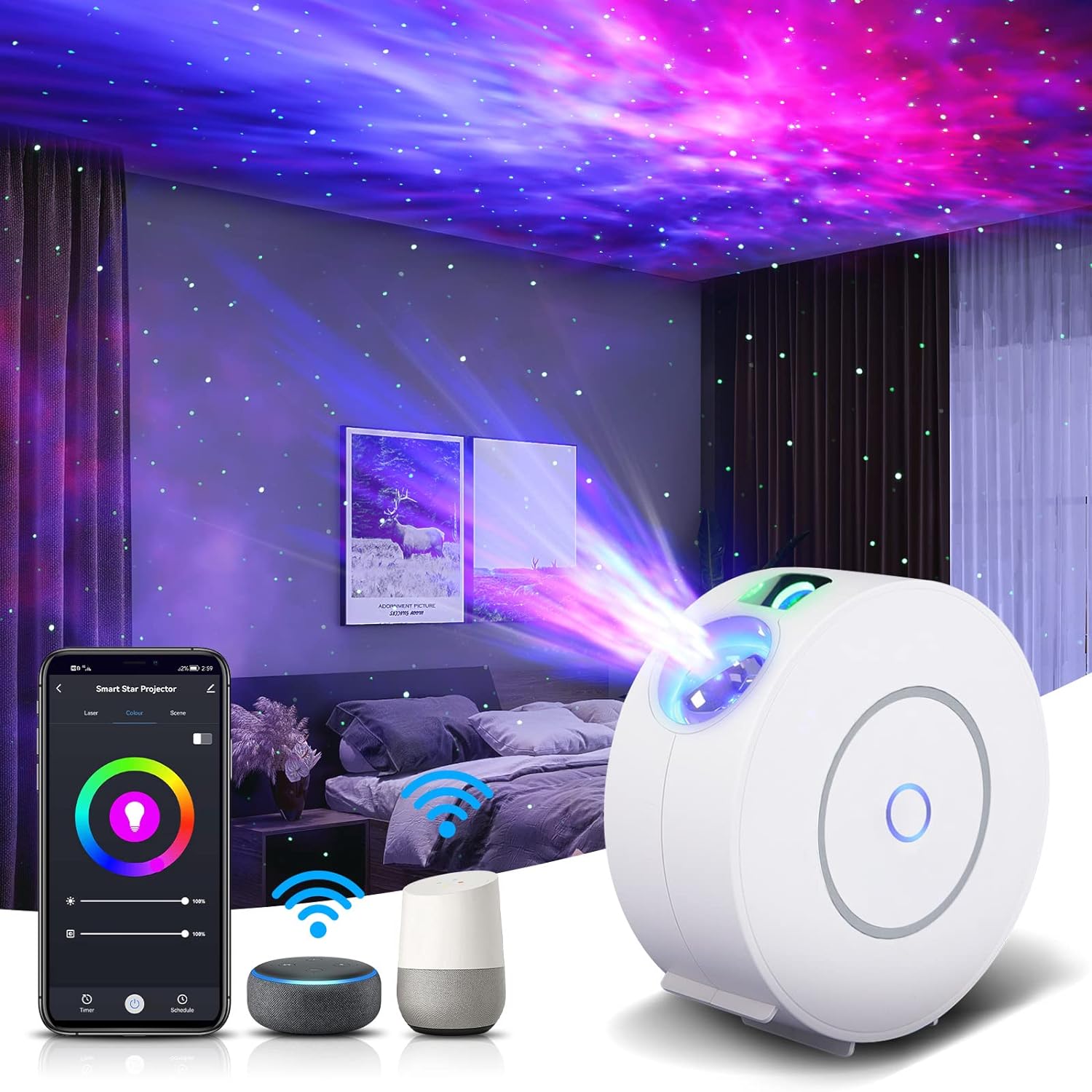 Star Projector, Galaxy Projector for Bedroom, Smart APP & Voice Control Galaxy l...