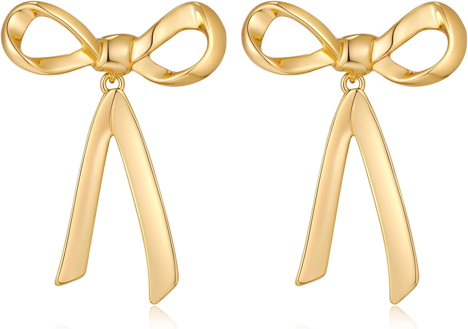 FAMARINE Gold Silver Bow Earrings for Women Fashion Earrings Gift Gold Bow A