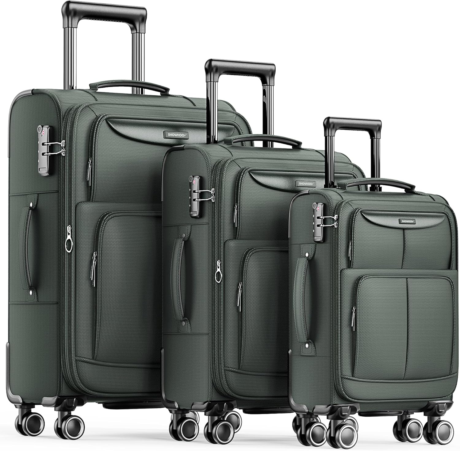 SHOWKOO Suitcase Sets 3 Piece Softshell Expandable Lightweight Durable Travel Lu...