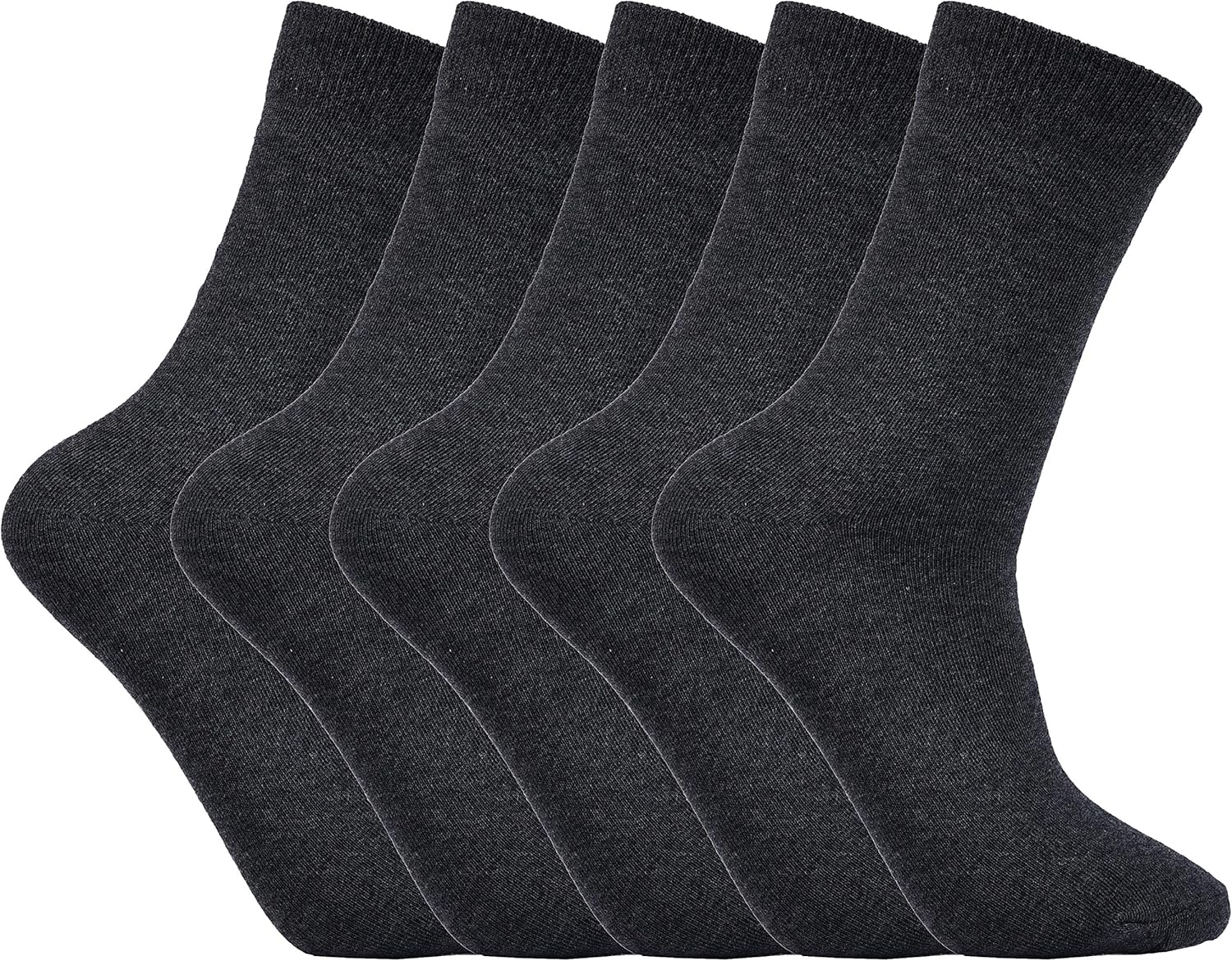 Laulax 5 Pairs Finest Combed Cotton Smooth Seamless Toe Boys School Socks (3-16...