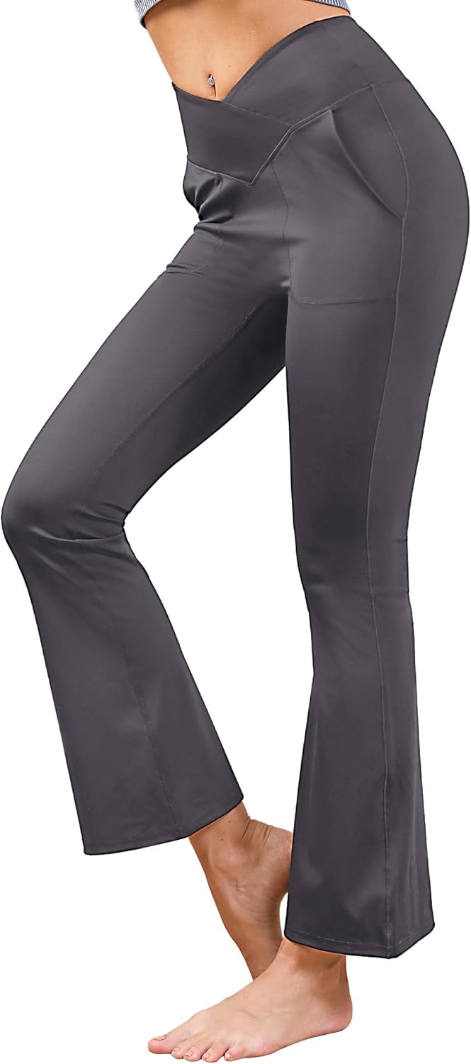 lemonsky Women's Yoga Pant, Special Flare Yoga Pant with Crossover High Waist, I...