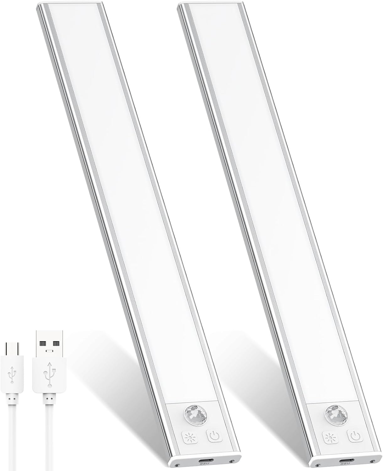 2 Pack Under Cabinet Lights, Special 52 LED Cold White Rechargeable Lighting, In...