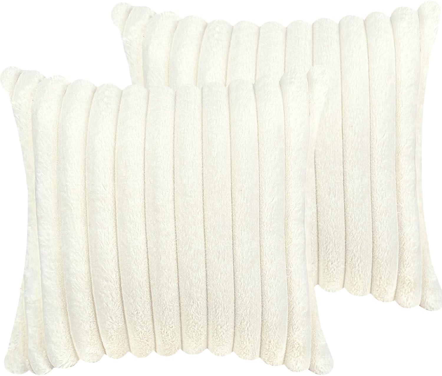 18x18 Throw Pillow Covers Set of 2, Decorative Faux Fur Covers for Bed, Couch So...