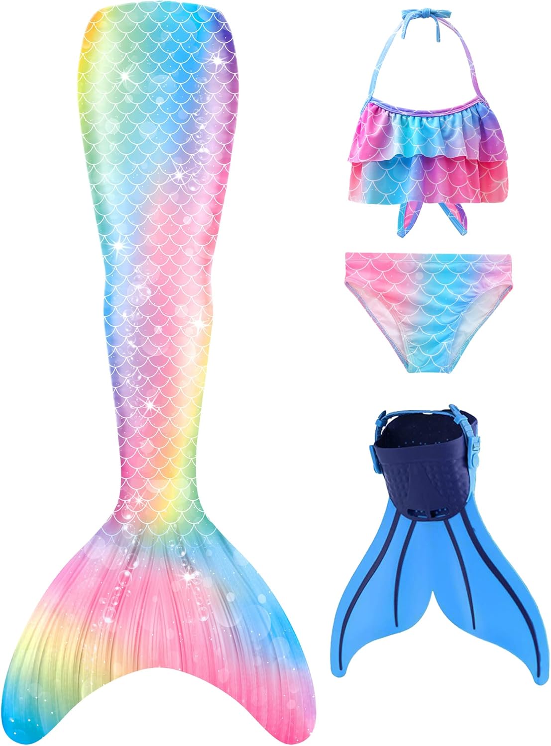 Mermaid Tail Swimsuit, Special Monofin Girls Boys Swimwear, Innovative Bikini Se...