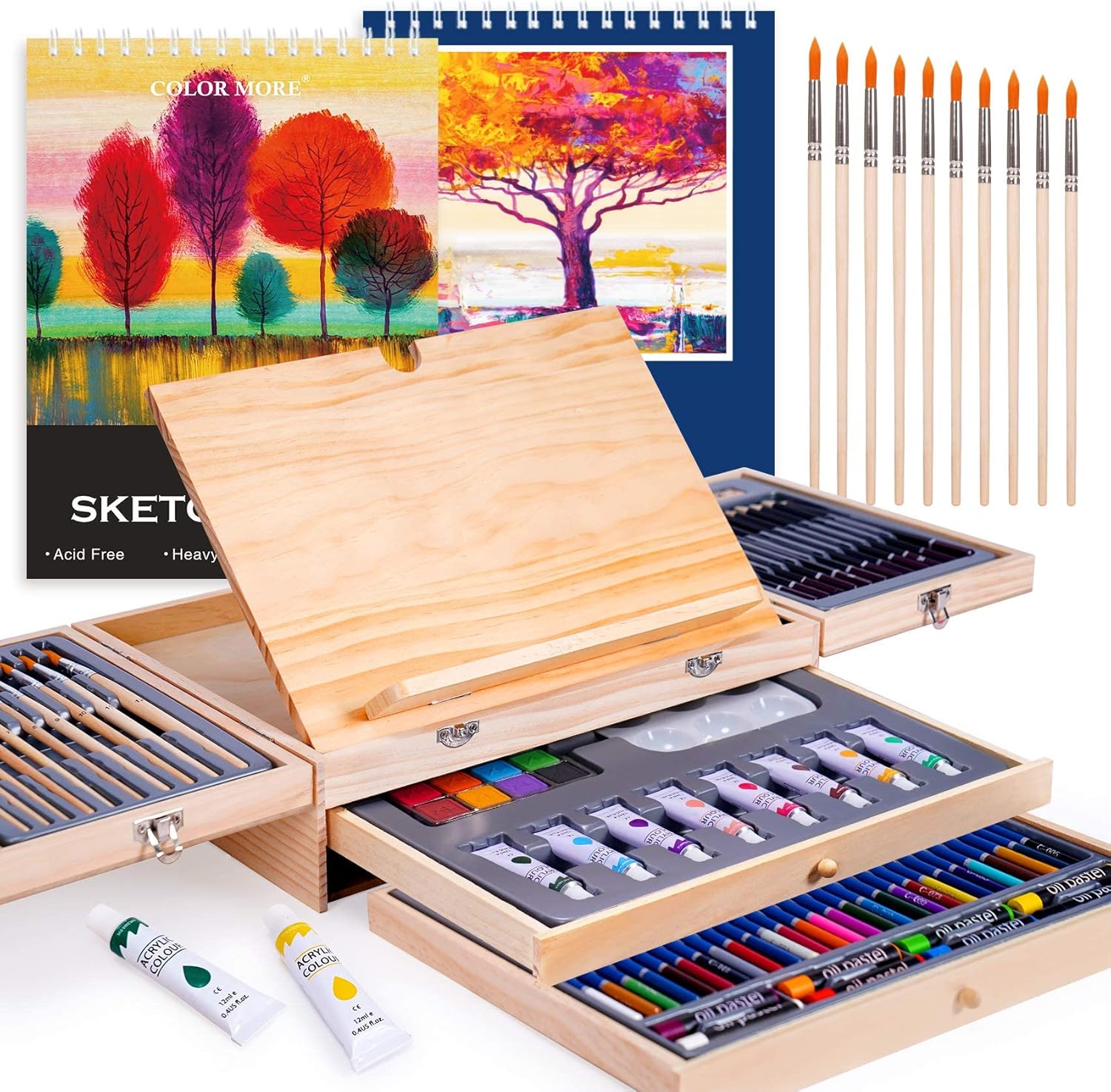85 Piece Deluxe Wooden Art Supplies, Art Kit with Easel and Acrylic Pad, Art Set...