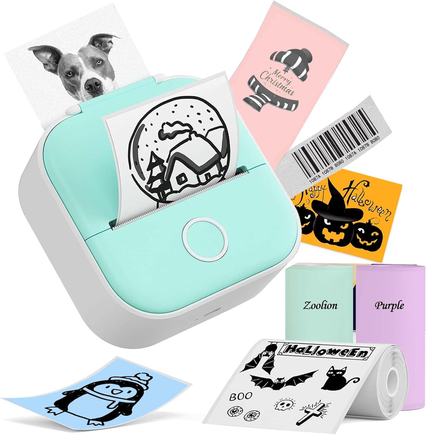Sticker Maker Machine T02 - Inkless MIni Printer with 1 Roll of 2" Sticker Paper...