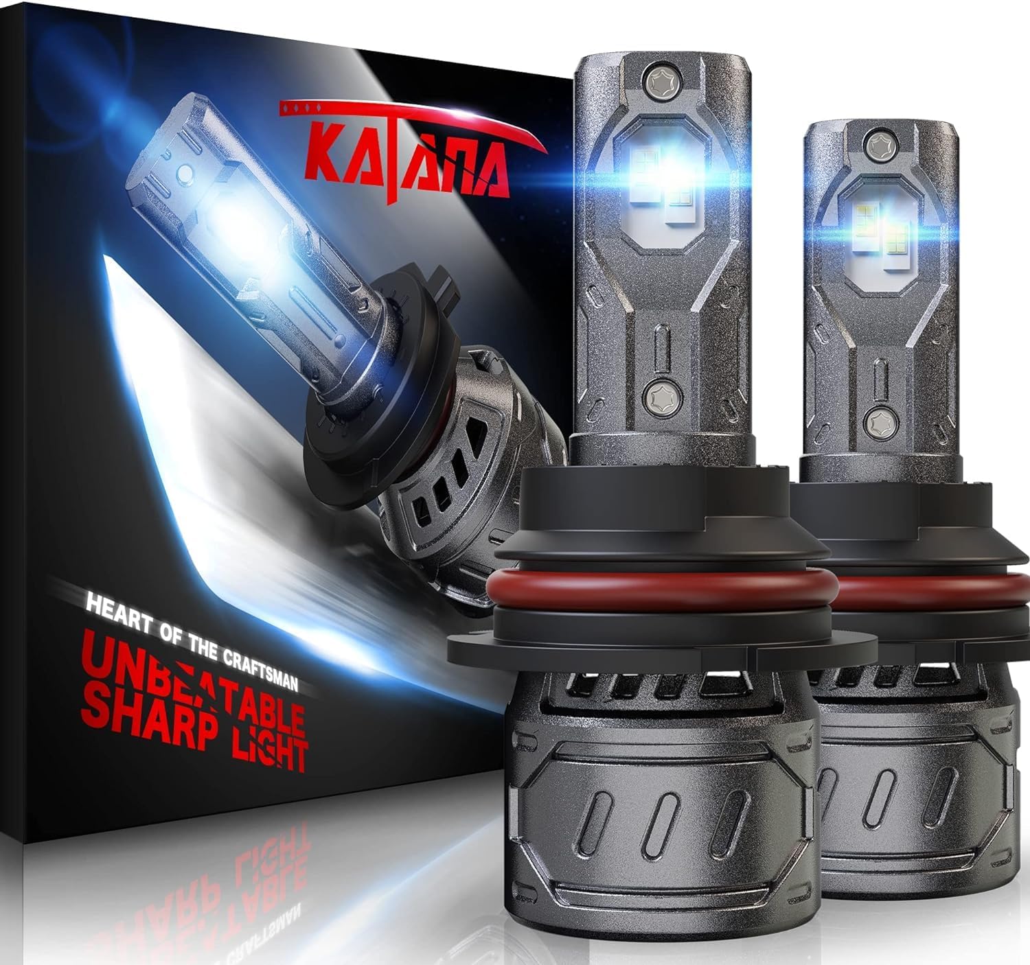 KATANA 9007 Light Bulb, HB5 Bulb 400% Brightness 6500K White Plug and Play Mini...