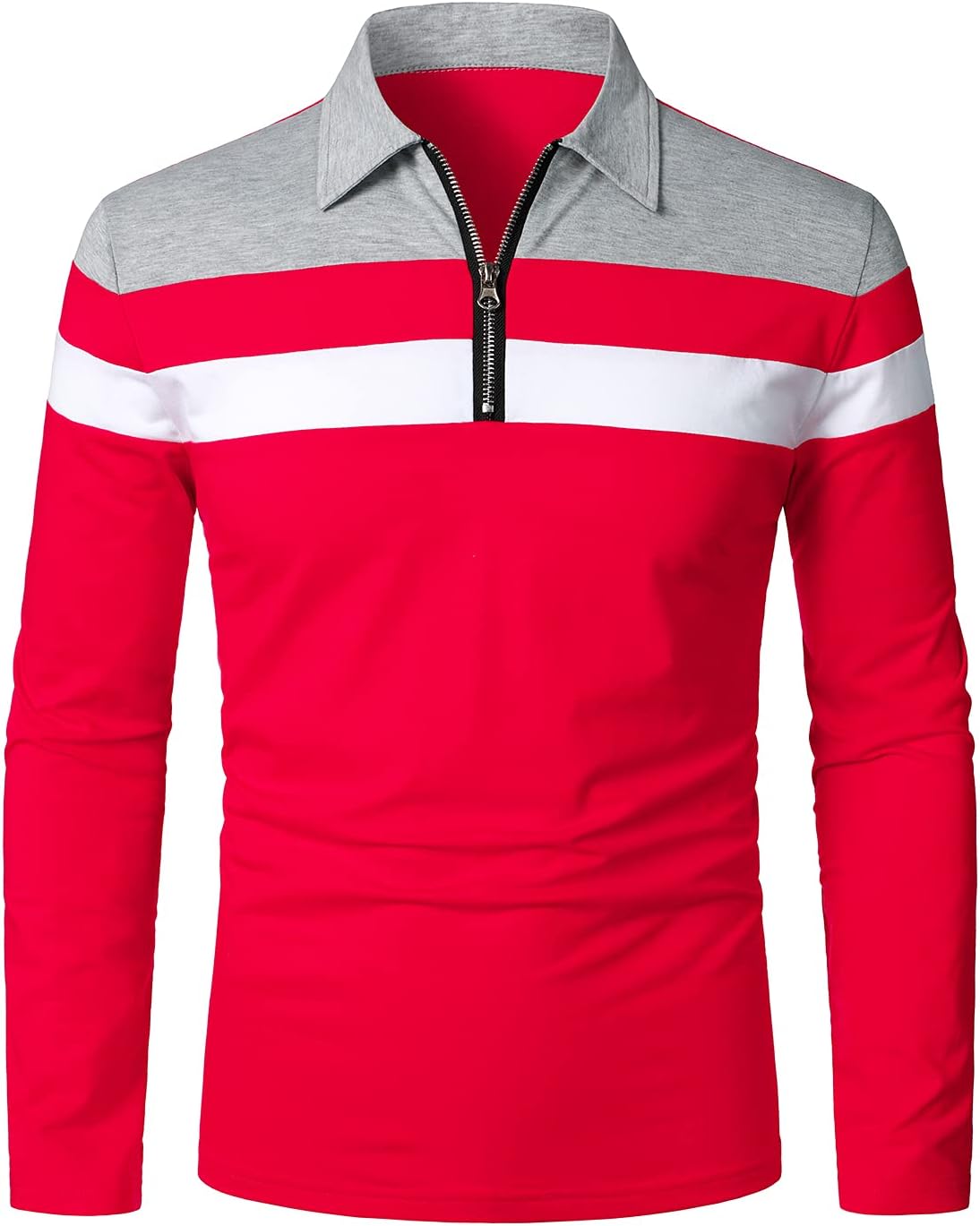 HOOD CREW Men’s Long Sleeve Polo Shirt, Special Casual Slim Fit Shirt, Stylish S...