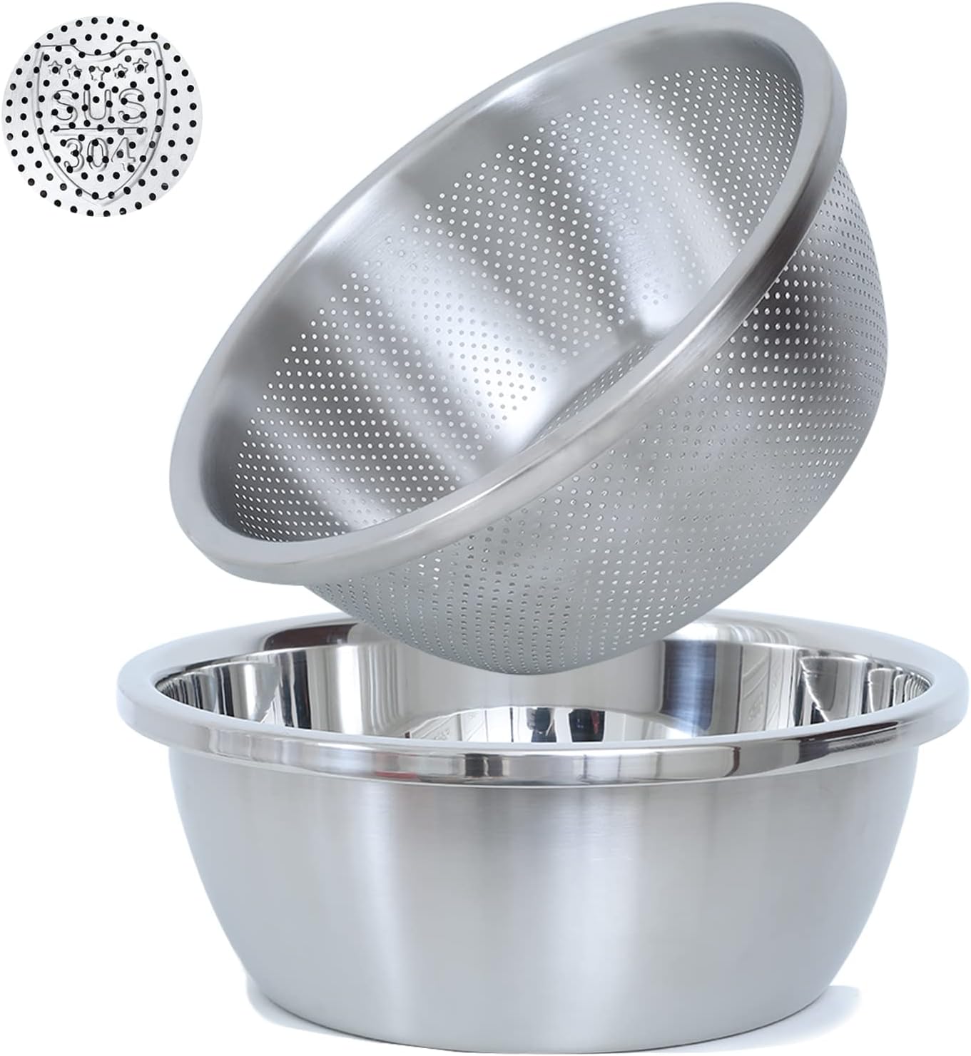 304 Stainless Steel Microporous Colander, Special 5QT Large Capacity Colander wi...