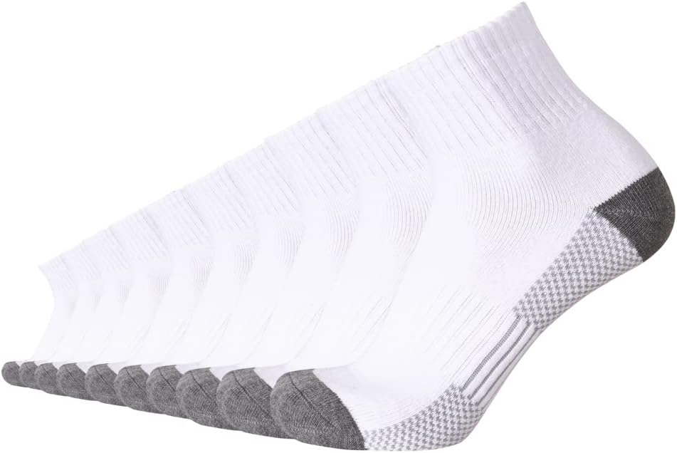EnerWear 10P Pack Men's Cotton Moisture Wicking Cushion Low Cut Socks 10-13 Whit...