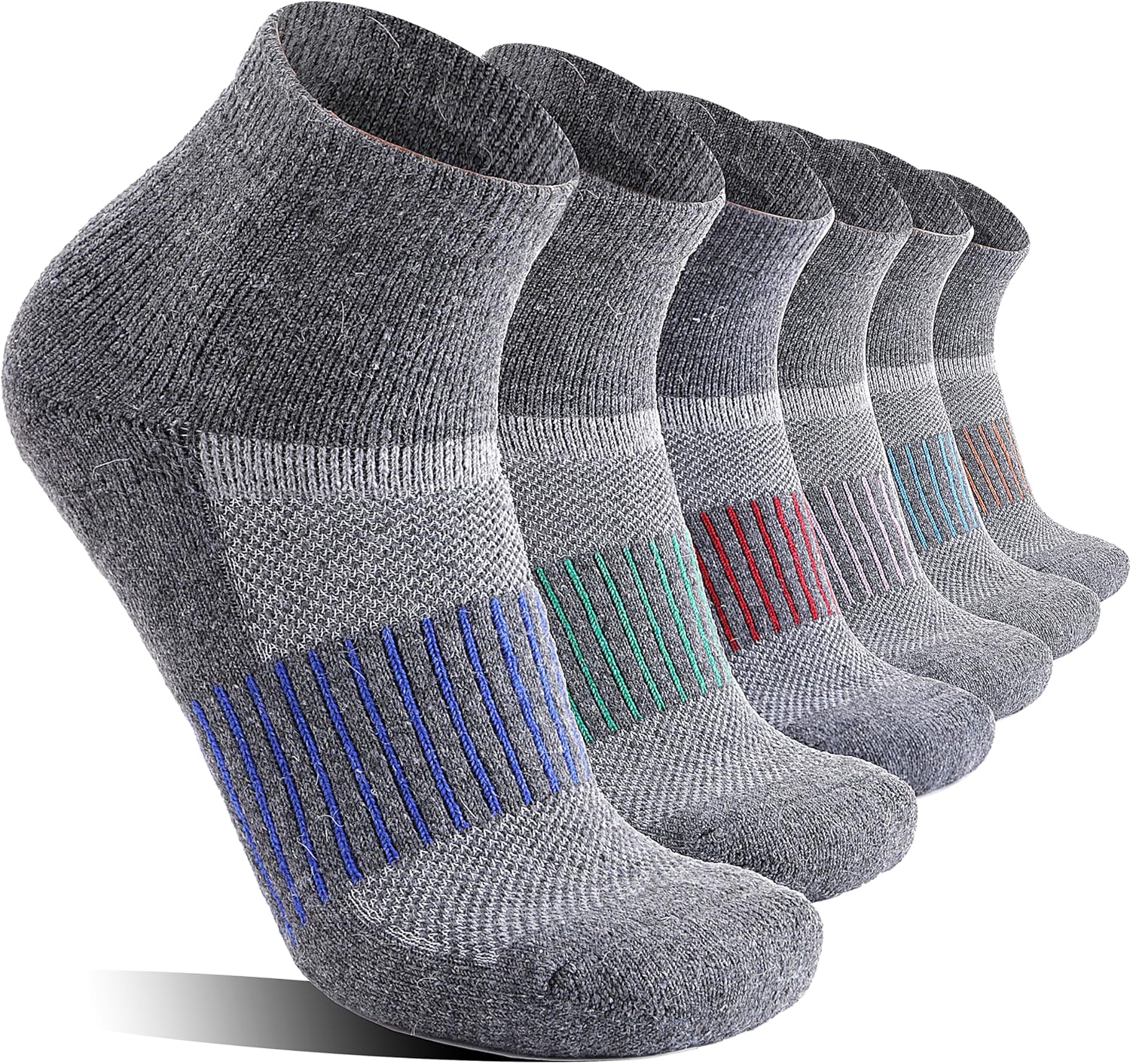 6 Pairs Merino Wool Ankle Running Hiking Socks Compression Support Breathable Th...
