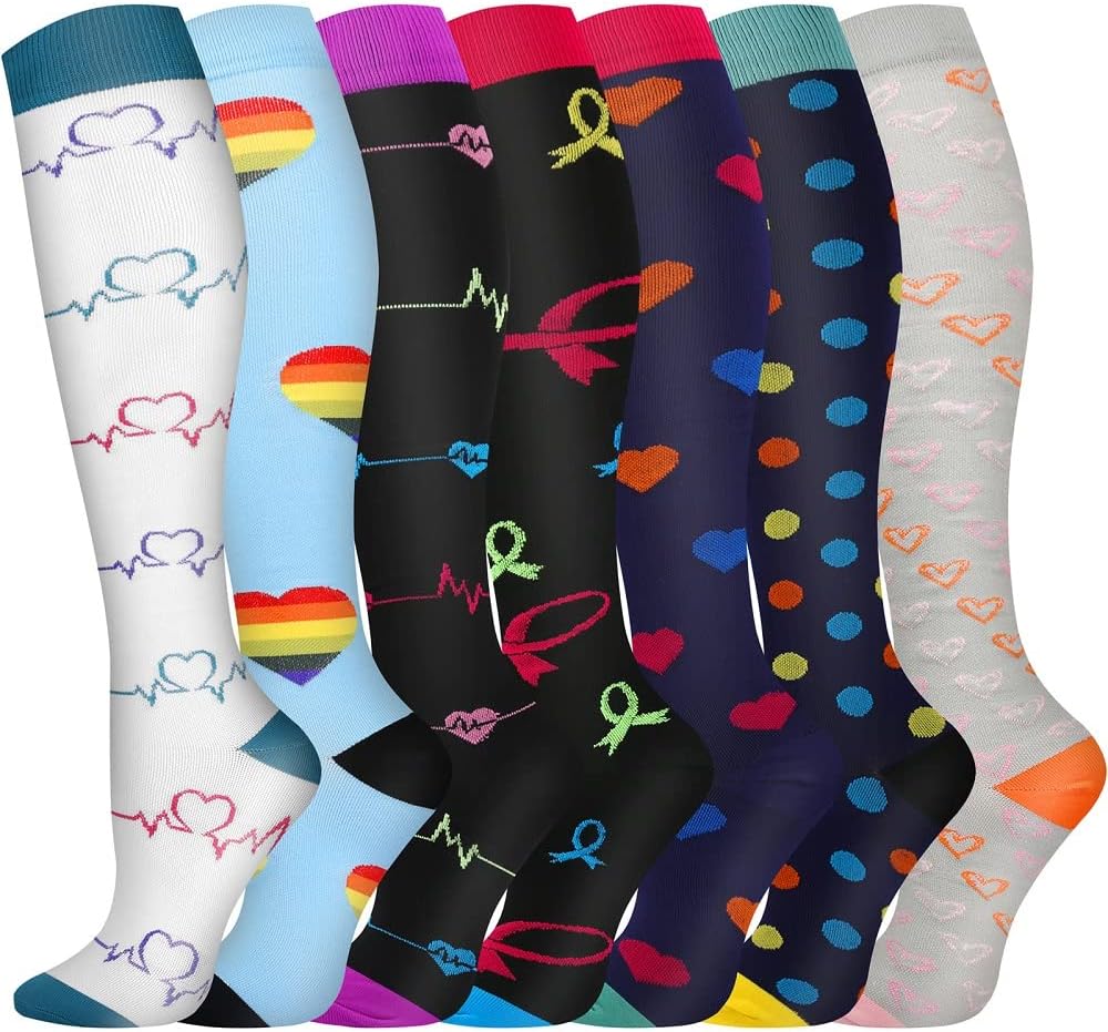 Pnosnesy Compression Socks, (2/7 Pairs) for Men & Women 15-20 mmHg is Best for A...