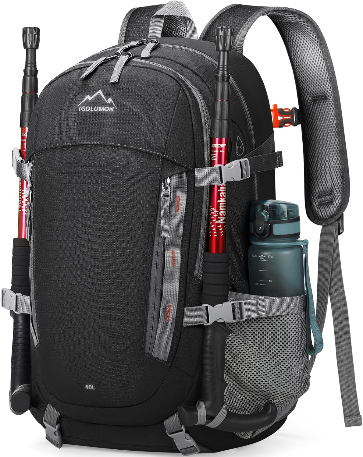 IGOLUMON Hiking Backpack 40L Waterproof Foldable Backpack for Men Women Lightwei...