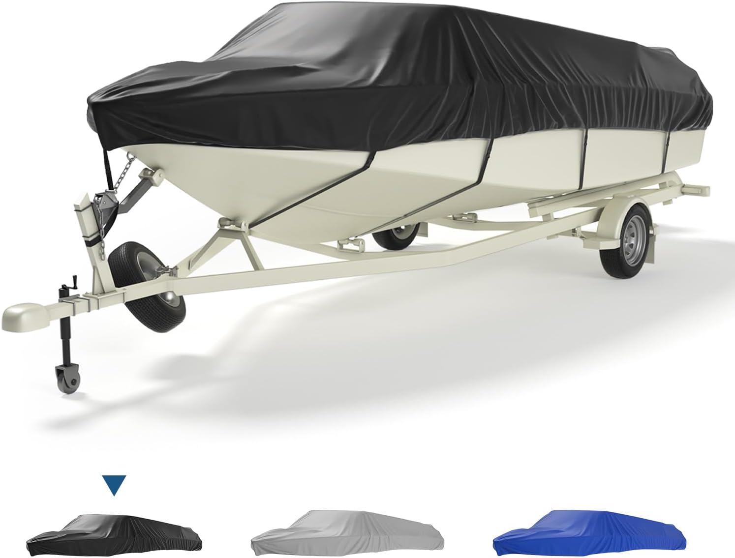 KEMIMOTO Boat Cover 17-19ft, Heavy Duty 600D UV Resistant Waterproof Oxford Fabr...