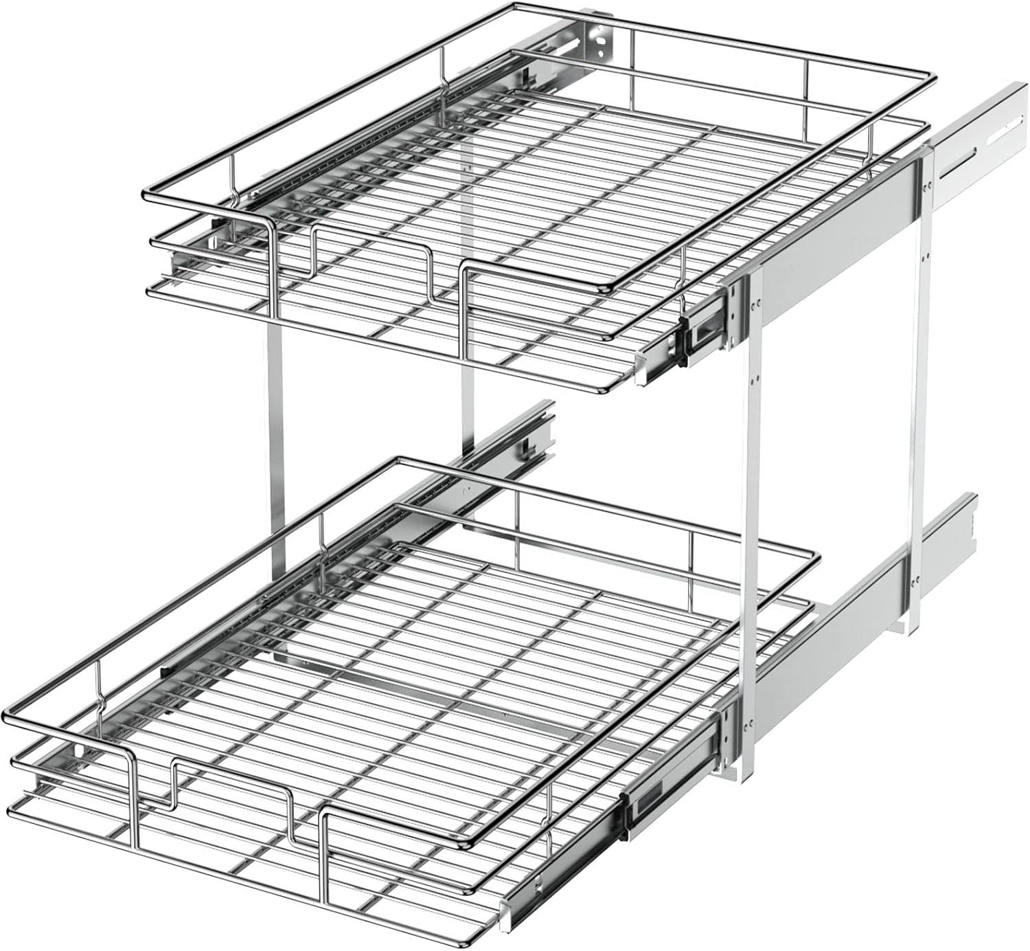 LOVMOR 2 Tier Individual Pull Out Cabinet Organizer 14" W x 21" D, Slide Out Kit...