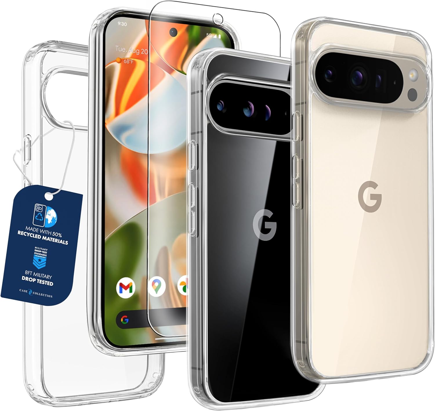 Case Collection for Google Pixel 9 Pro XL Case and 2X Screen Protector, Military...