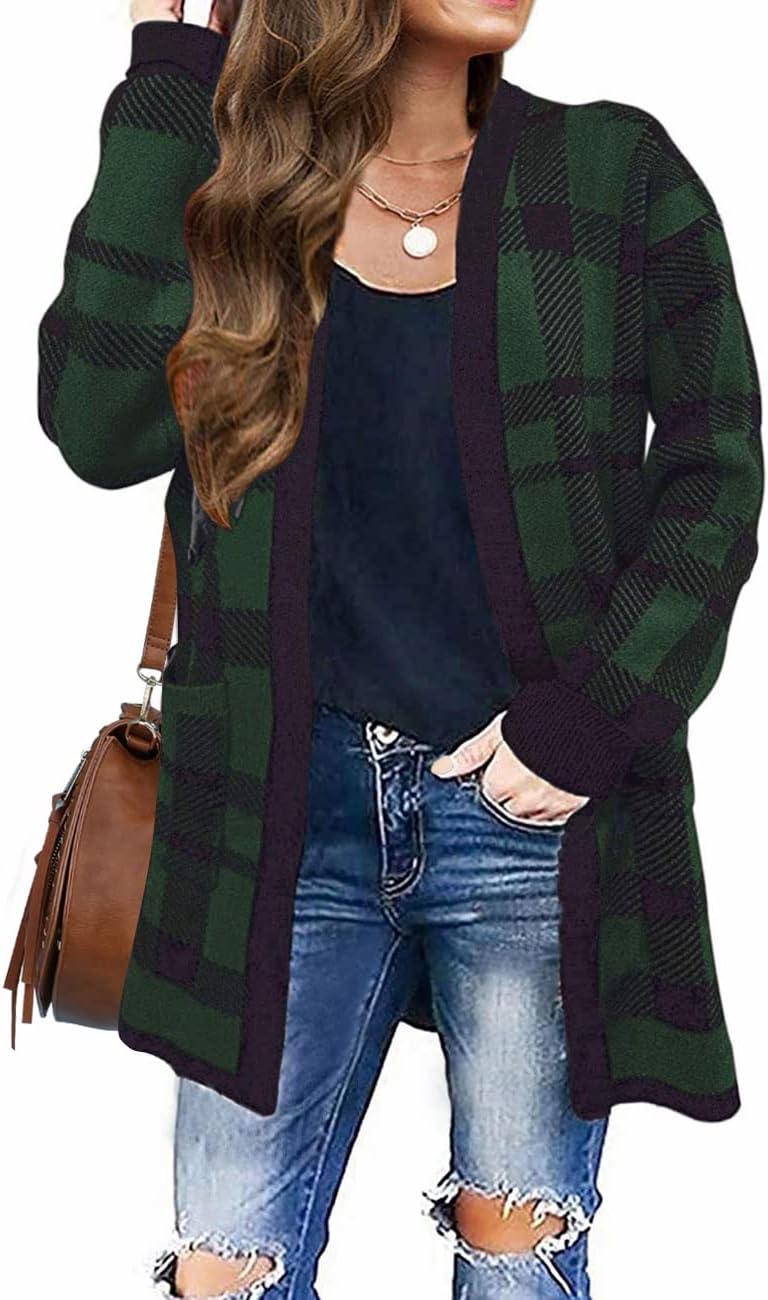 ZESICA Women's Cardigan, Special Knitted Sweater for Fall Winter, Stylish Open F...