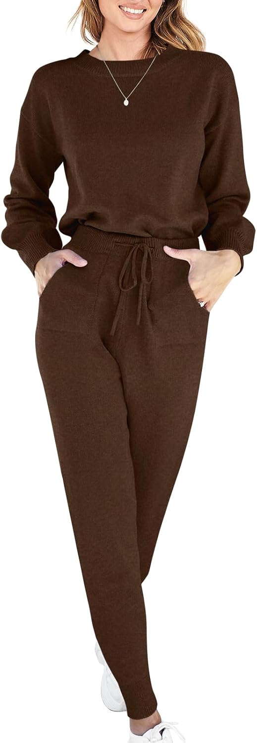 ANRABESS Women's Two Piece Outfits, Special Sweater Sets with Long Sleeve Knit P...