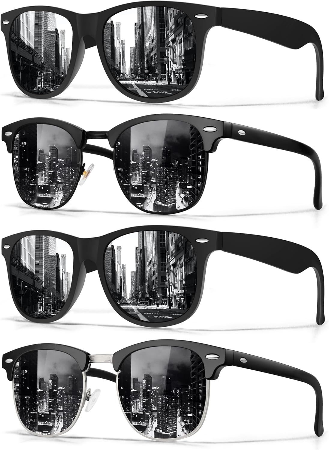 Classic Polarized Sunglasses for Men and Women Retro Style Semi Rimless Frame Su...