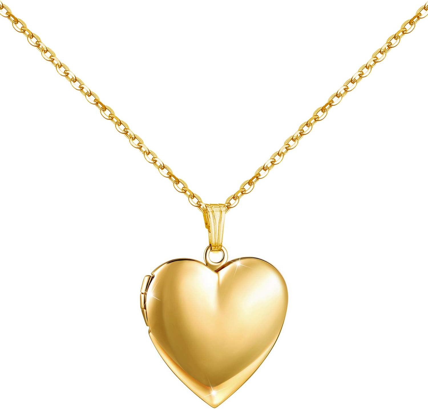 YOUFENG Love Heart Locket Necklace that Holds Pictures Polished Lockets Necklace...