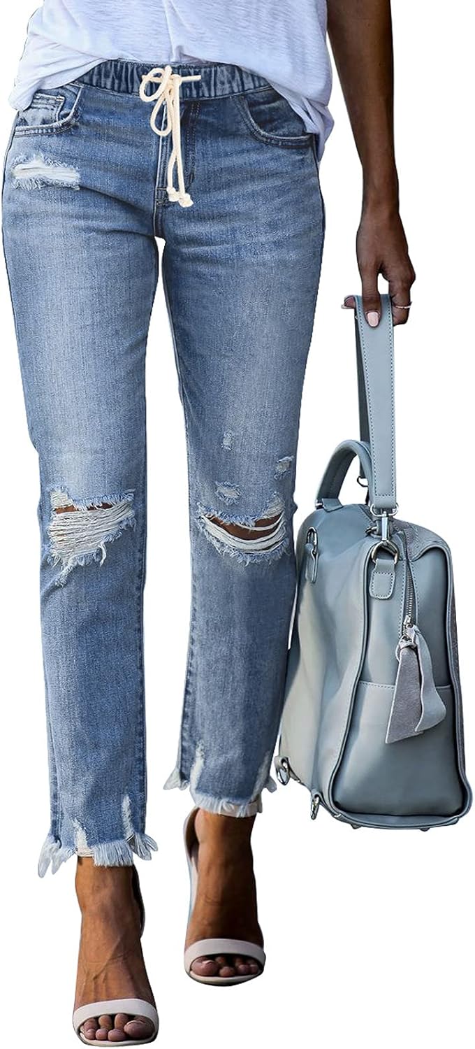 Sidefeel Women's Cargo Jeans, High-Quality High Waisted Ripped Denim Joggers, Un...