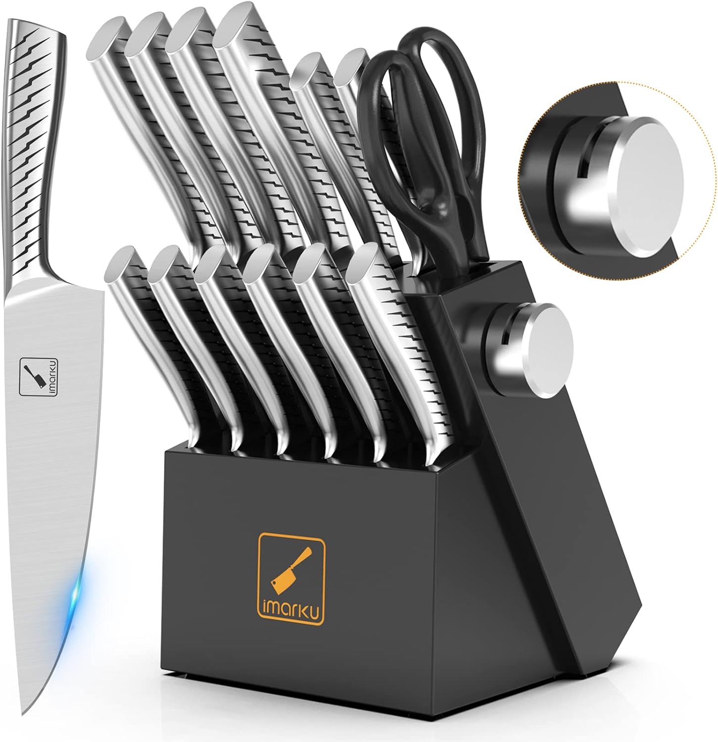 imarku Knife Set, 14PCS Knife Sets for kitchen with block, One-Piece Kitchen Kni...
