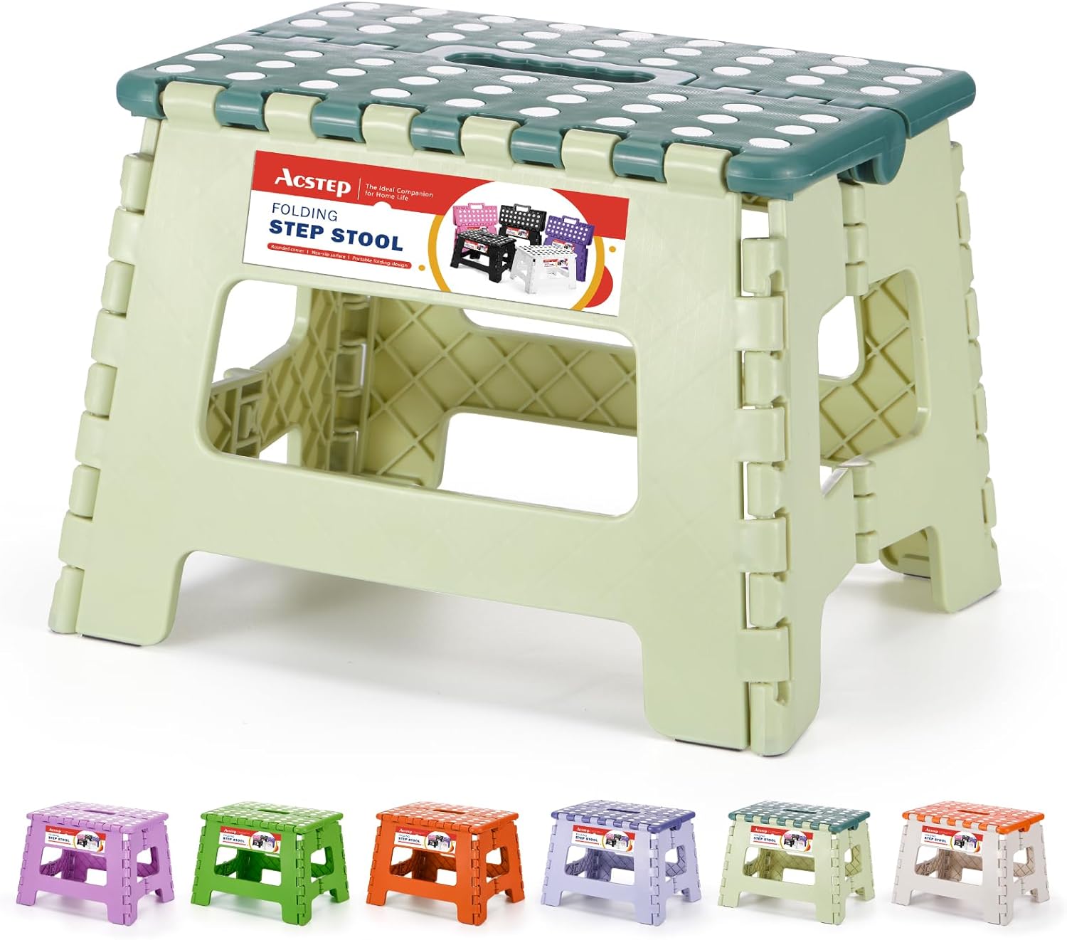 ACSTEP 9 Inch Folding Step Stool, Special Foldable Step Stool With 300 LB Capaci...