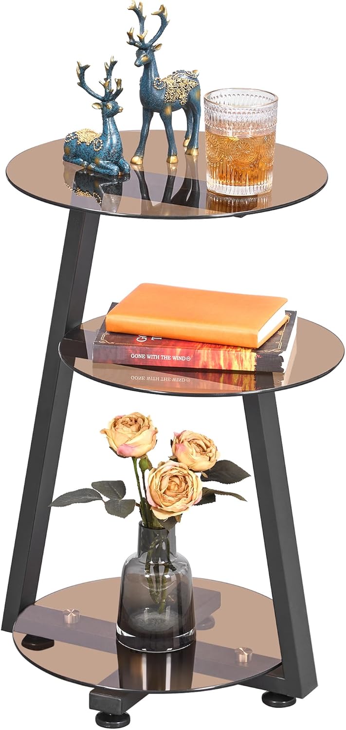 **Title:** High-Quality BEWISHOME Round End Table, Special Side Table with Tempe...