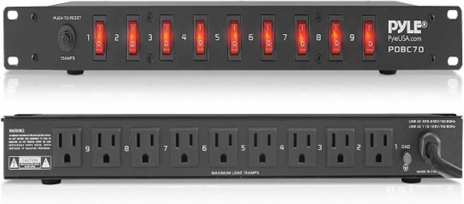 Pyle PDU Power Strip, Special Surge Protector with 150 Joules, Innovative 9 Outl...
